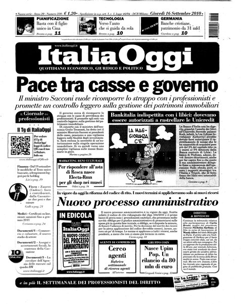 Italia oggi : quotidiano di economia finanza e politica